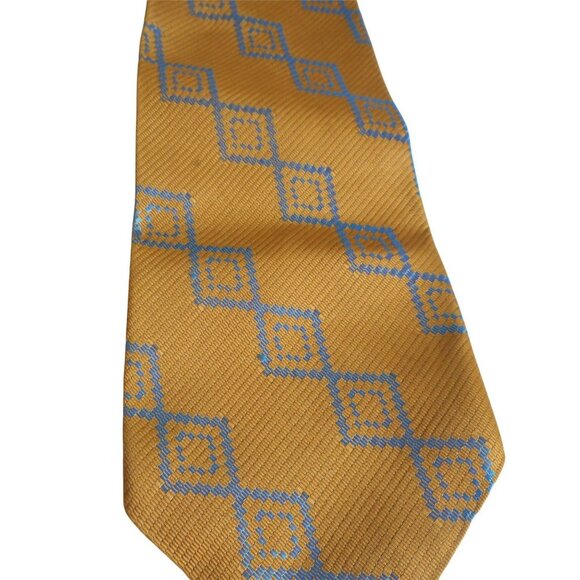 Vintage 1970s abstract Blue gold clip on Tie necktie - Picture 2 of 4
